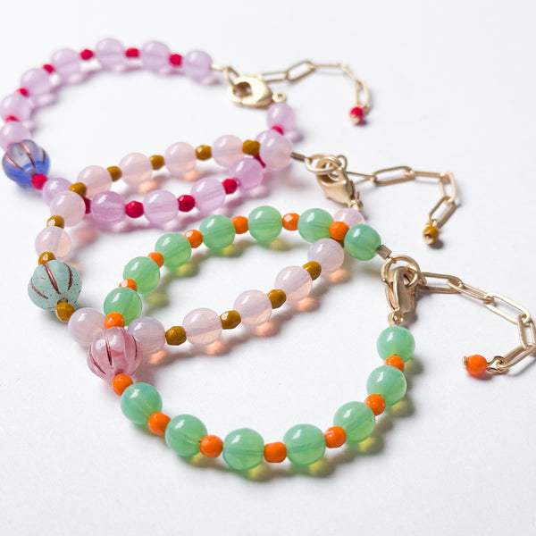 Adjustable Pastel Glass Bead Bracelet
