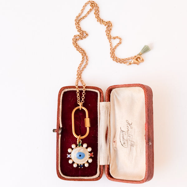 Gold Evil Eye Necklace with Pearls & Gem Accents