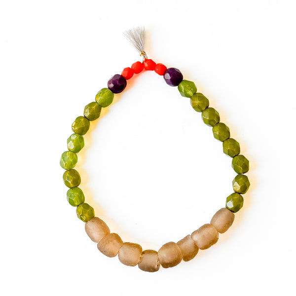New Winter Colors – Recycled Glass Bead Stretch Bracelets