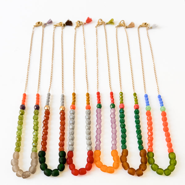 New Winter Colors – Recycled Glass Bead Necklace