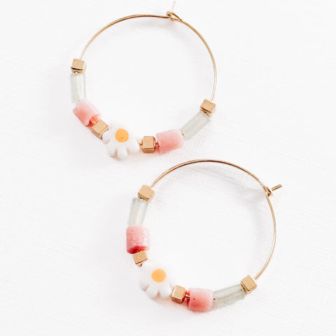 Gold Filled Hoops with Daisies