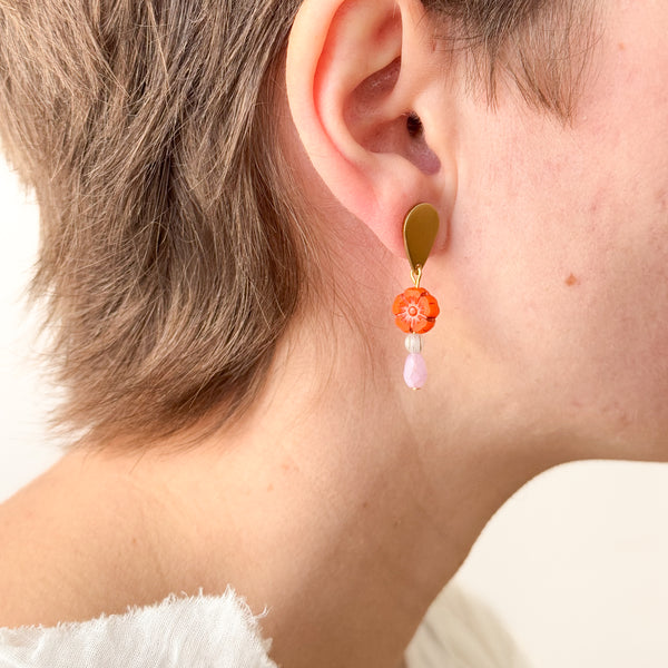 Romantic Flower Stud Earrings with Boho Charm for Winter