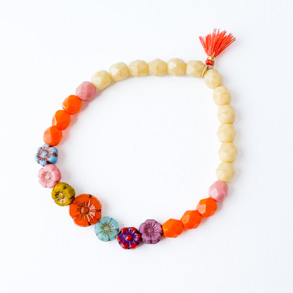Multiple Flower Bracelet With Tassel