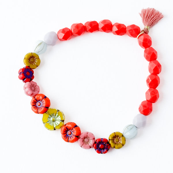Multiple Flower Bracelet With Tassel