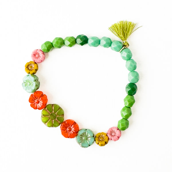 Multiple Flower Bracelet With Tassel