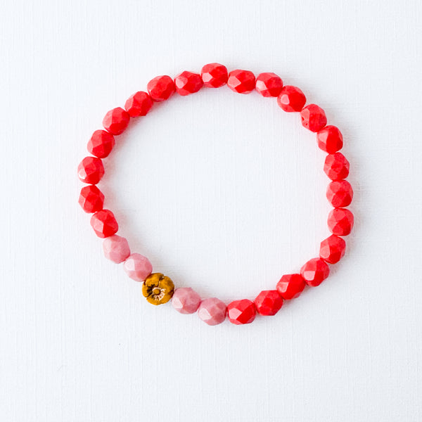  Bead Bracelet With Tiny Mustard Flower 