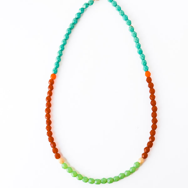 Color-Blocked Czech Glass Bead Necklace