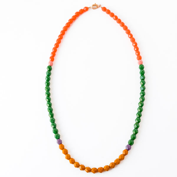 Color-Blocked Czech Glass Bead Necklace