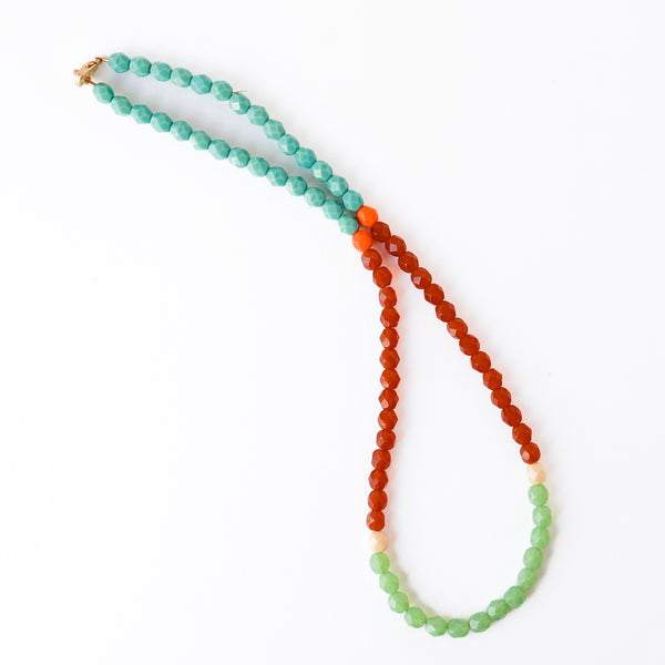 Color-Blocked Czech Glass Bead Necklace
