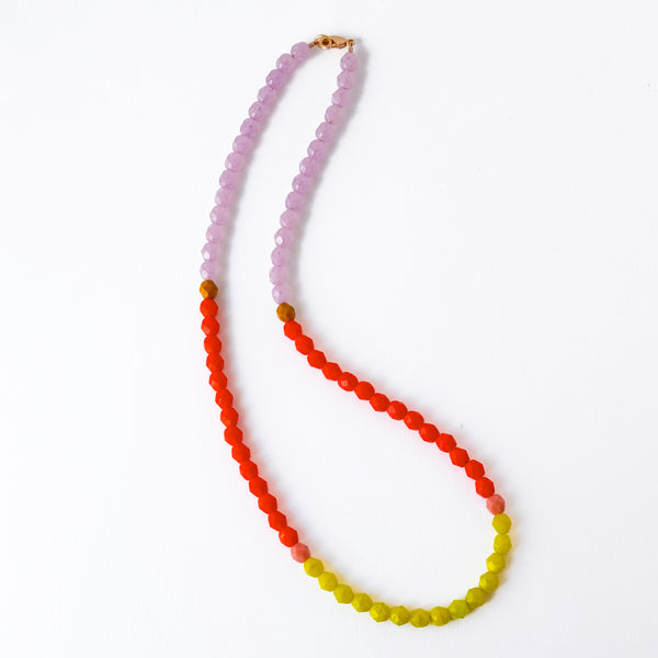 Color-Blocked Czech Glass Bead Necklace
