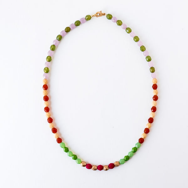 Faceted Czech Glass Bead Necklaces in Multicolor Patterns