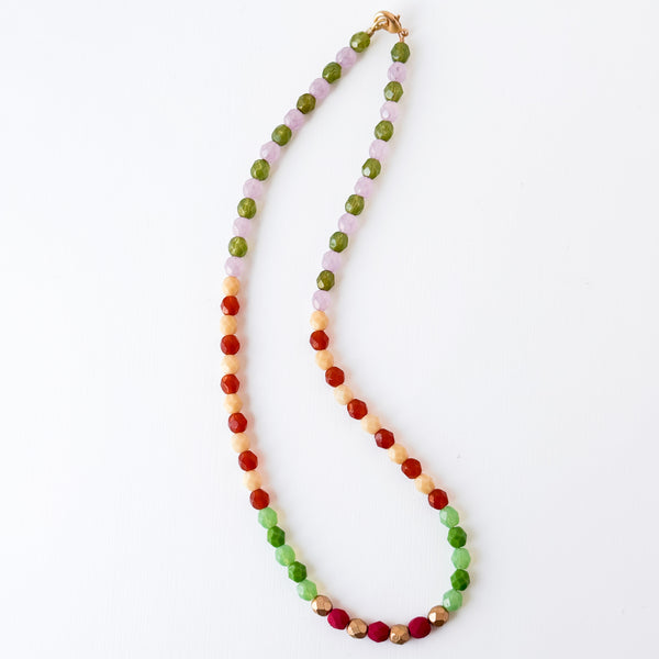 Faceted Czech Glass Bead Necklaces in Multicolor Patterns