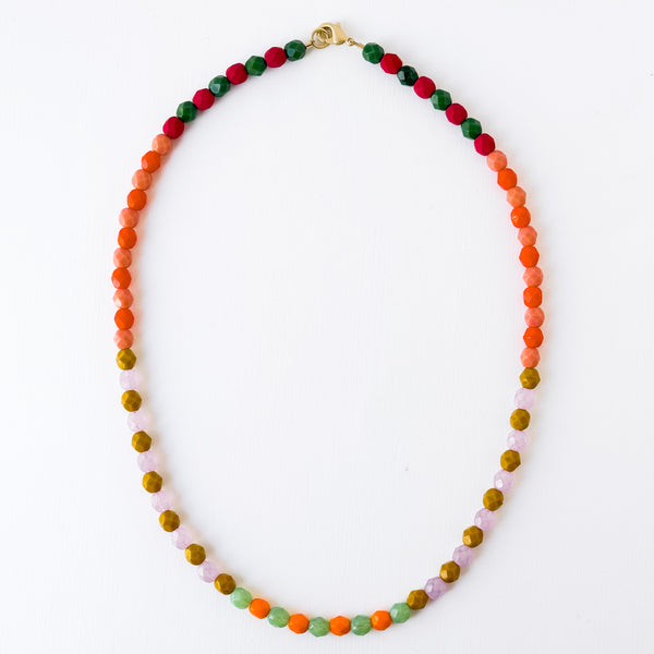 Faceted Czech Glass Bead Necklaces in Multicolor Patterns