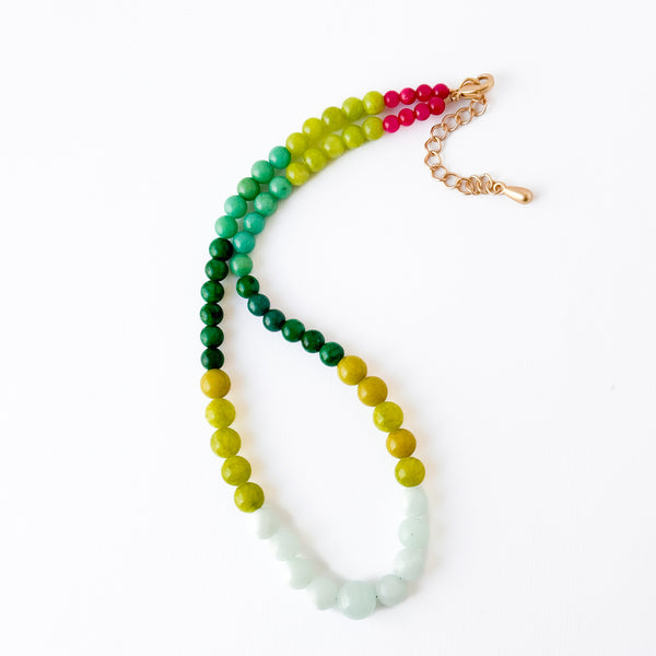 Graduated Multicolor Dyed Jade Bead Necklace