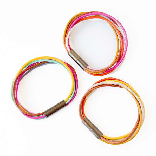 Colorful Magnetic Leather Cord Bracelet