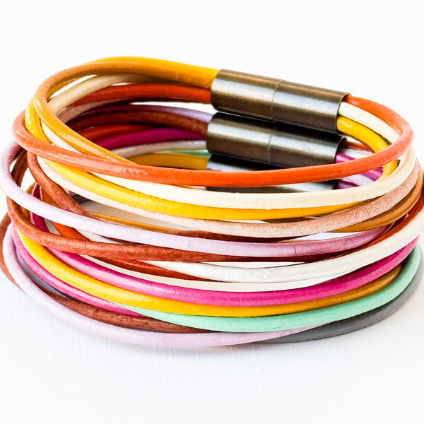 Colorful Magnetic Leather Cord Bracelet