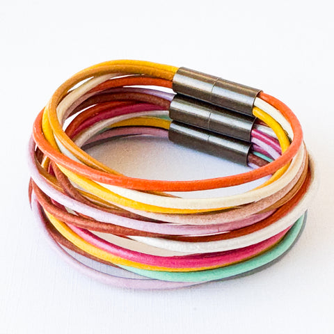 Colorful Magnetic Leather Cord Bracelet