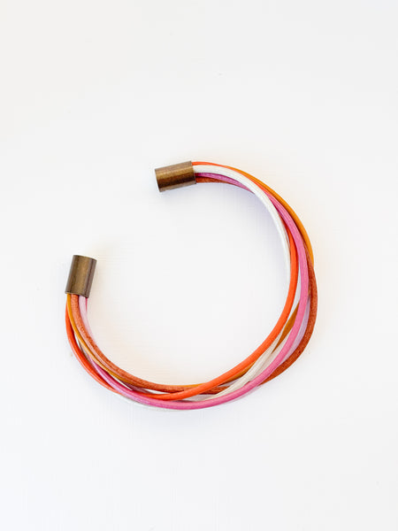 Colorful Magnetic Leather Cord Bracelet