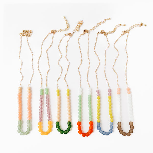 Pastel Recycled Glass And Mixed Bead Necklace