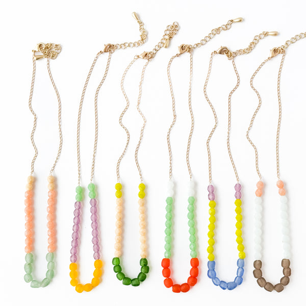 Pastel Recycled Glass And Mixed Bead Necklace