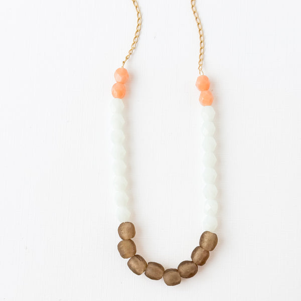 Pastel Recycled Glass And Mixed Bead Necklace