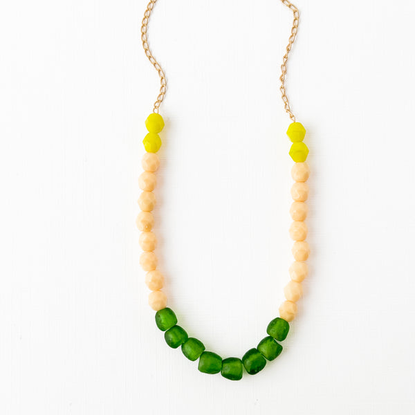 Pastel Recycled Glass And Mixed Bead Necklace