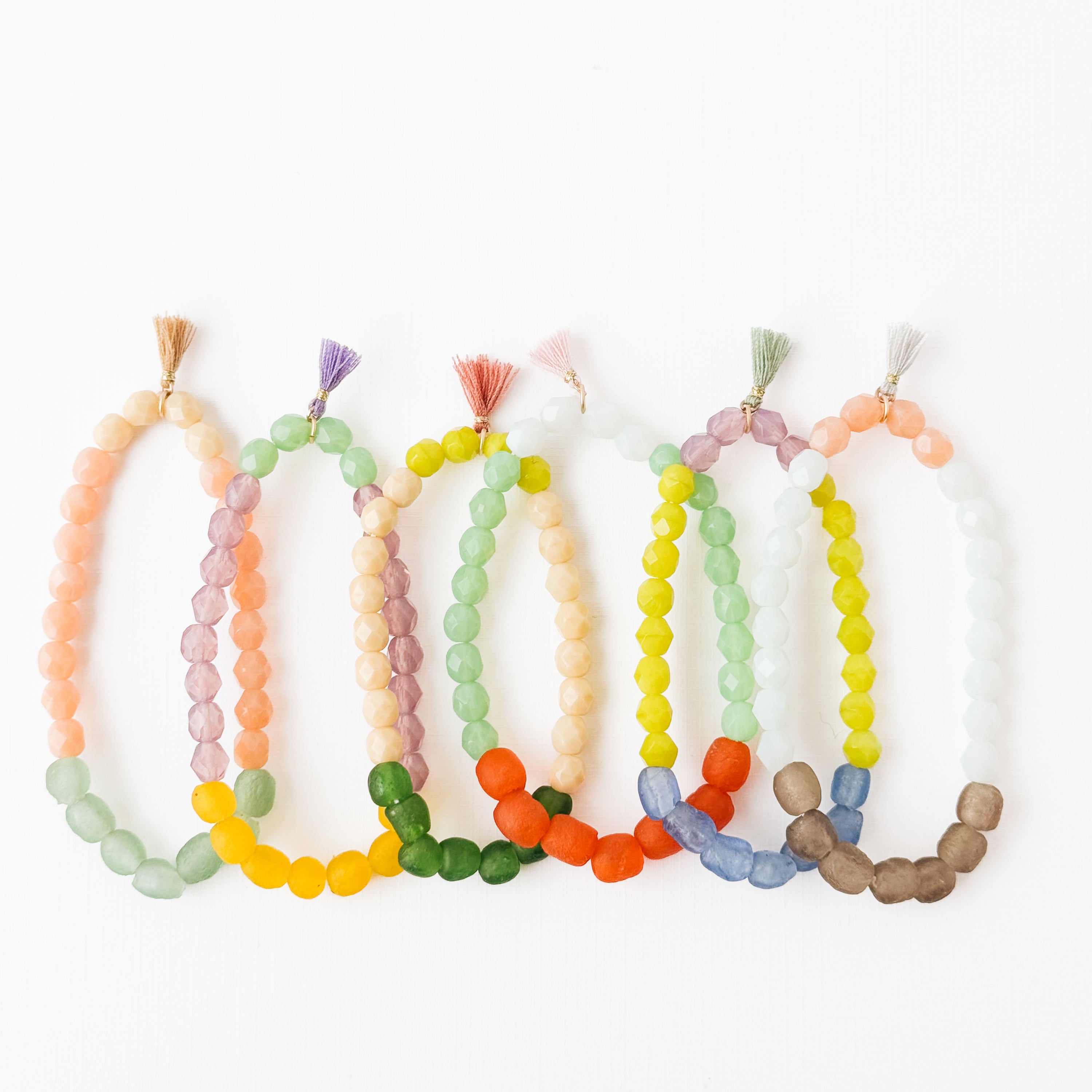 Pastel Recycled Glass And Mixed Bead Bracelet