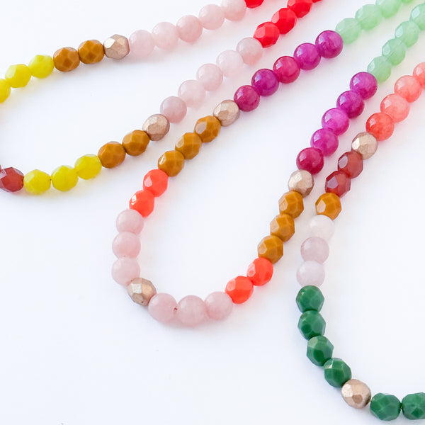 Mixed Faceted Bead Necklace · Colorful Glass & Mountain Jade