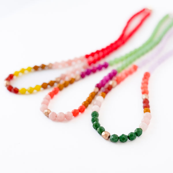 Mixed Faceted Bead Necklace · Colorful Glass & Mountain Jade