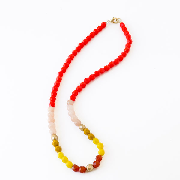 Mixed Faceted Bead Necklace · Colorful Glass & Mountain Jade