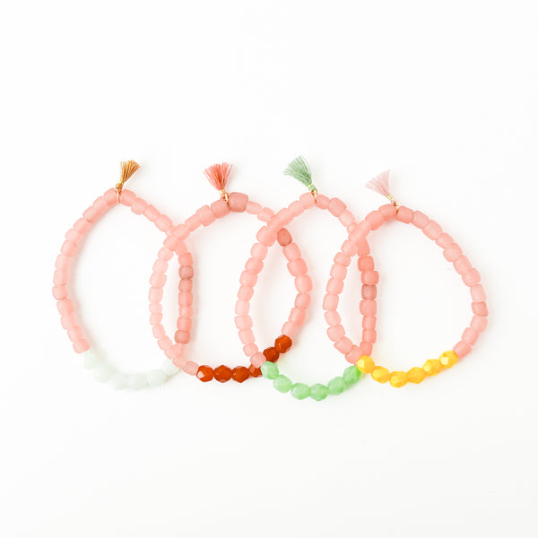 Pink Recycled African Glass And Bead Bracelet