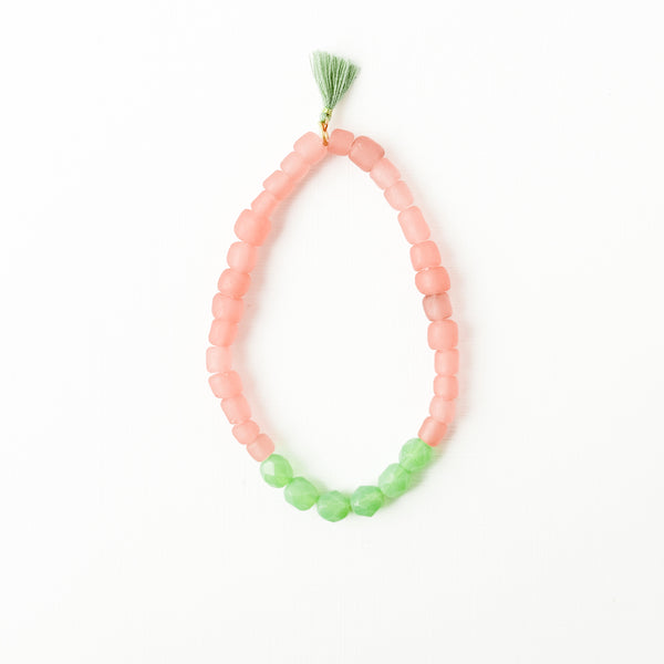 Pink Recycled African Glass And Bead Bracelet