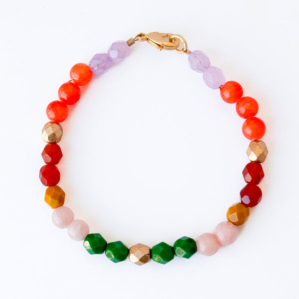 Faceted Glass & Dyed Jade Bracelet · Colorful Mix