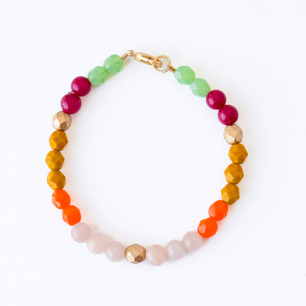 Faceted Glass & Dyed Jade Bracelet · Colorful Mix