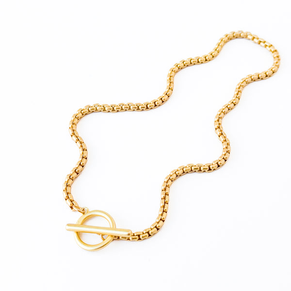 Thick Venetian Style Gold Chain Necklace With Toggle