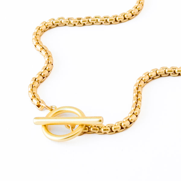Thick Venetian Style Gold Chain Necklace With Toggle