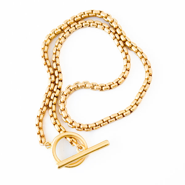 Thick Venetian Style Gold Chain Necklace With Toggle