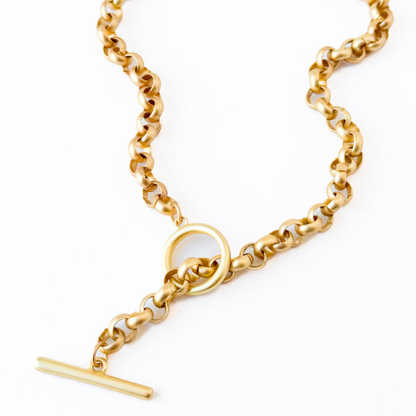 Thick Rolo Gold Chain Necklace With Toggle