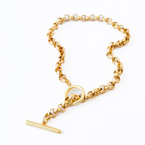 Thick Rolo Gold Chain Necklace With Toggle