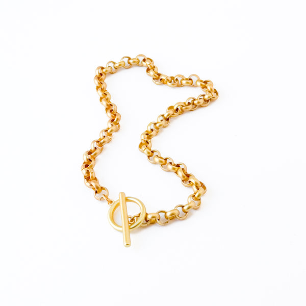 Thick Rolo Gold Chain Necklace With Toggle