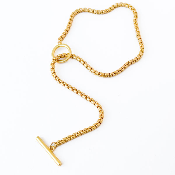 Thick Venetian Style Gold Chain Necklace With Toggle