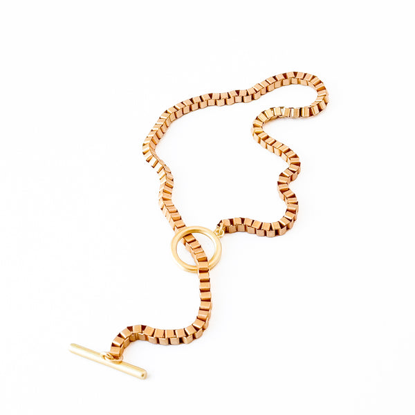 Thick Gold Box Chain Necklace With Toggle