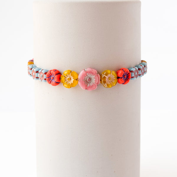 Colorful Whimsical Floral Beaded Bracelet