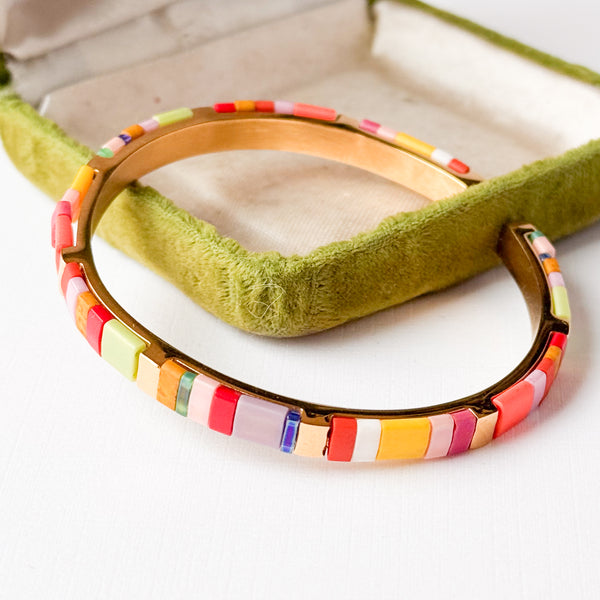 Colorful Tila Bead Adjustable Cuff Bracelet