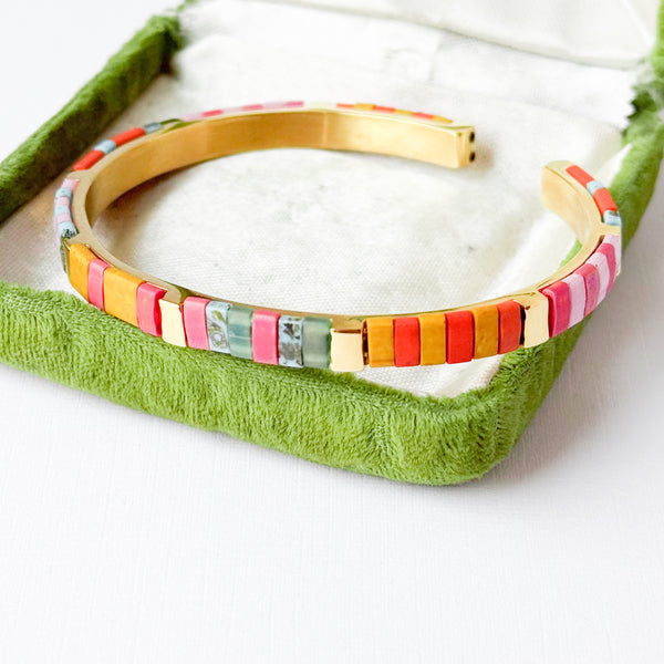 Colorful Tila Bead Adjustable Cuff Bracelet