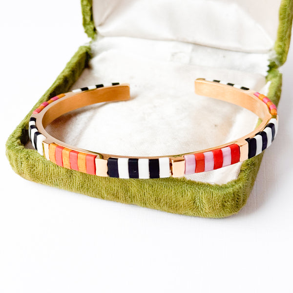 Colorful Tila Bead Adjustable Cuff Bracelet