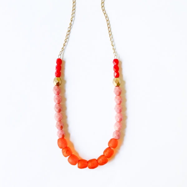 Multicolor Recycled African Glass And Mixed Bead Necklace