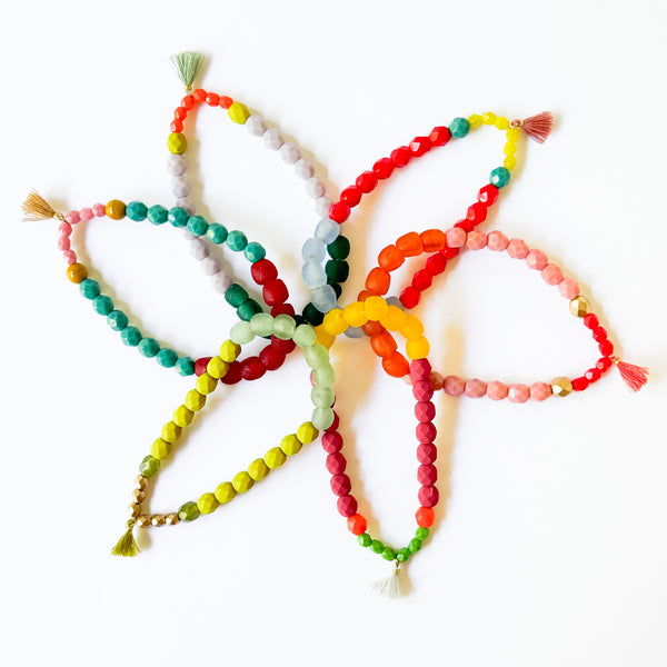 Multicolor Recycled African Glass And Mixed Bead Bracelet