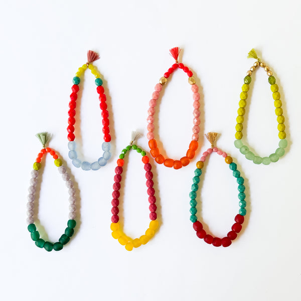 Multicolor Recycled African Glass And Mixed Bead Bracelet