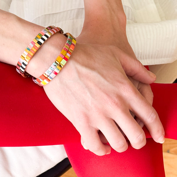 Colorful Tila Bead Adjustable Cuff Bracelet